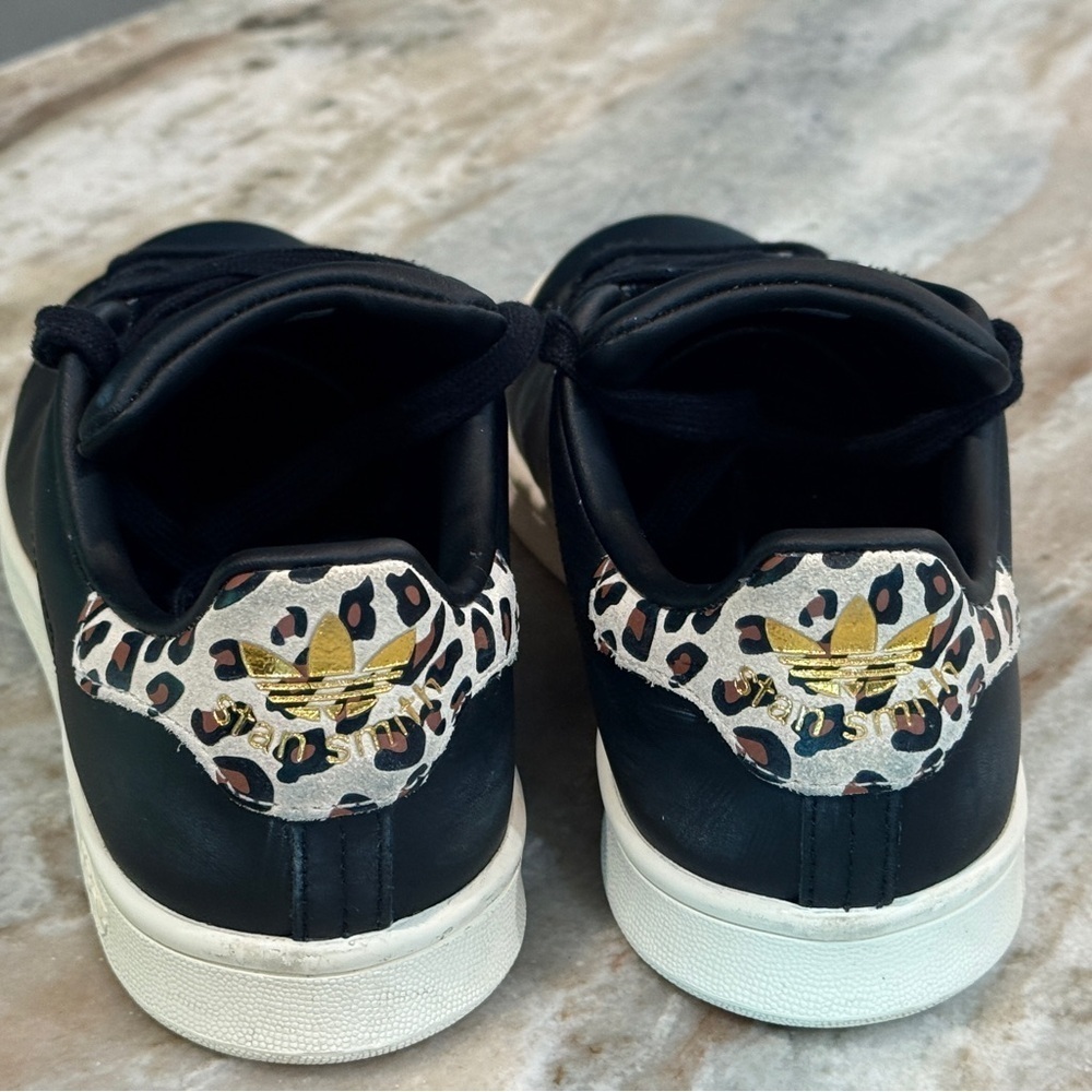 Women’s ADIDAS Stan Smith black leather leopard sneakers- Size 6 - Picture 11 of 11